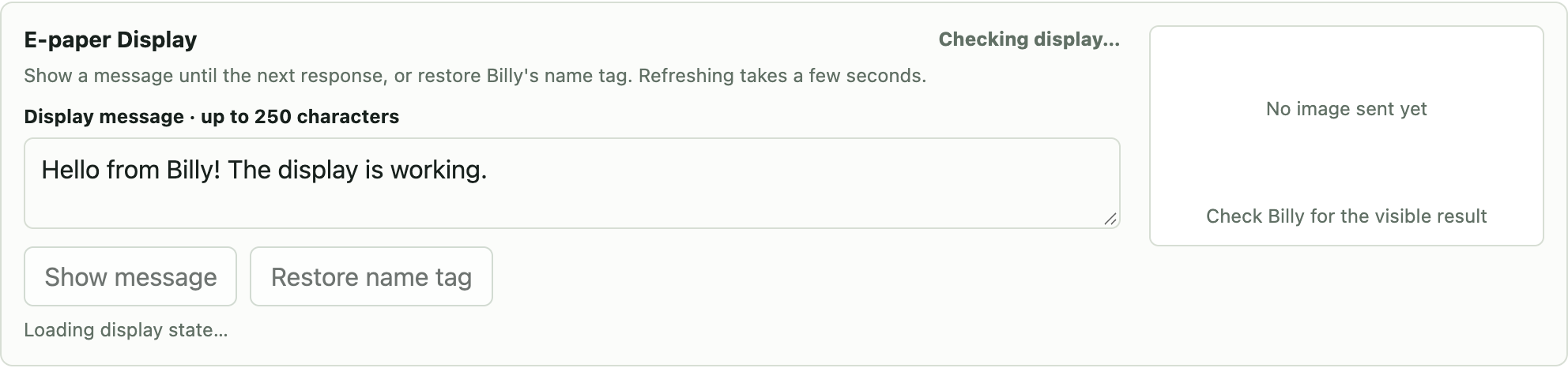 Figure 4. E-paper message and name-tag controls.